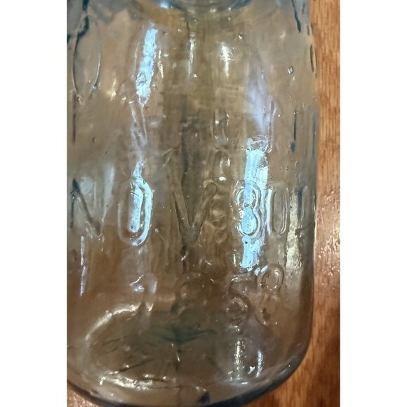 Mason's Hero Cross Patent Nov. 30 1858 Blue Glass Canning Jar Pint Size - Picture 10 of 16
